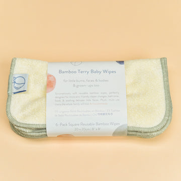 Bamboo Terry Reusable Baby Wipes 6-Pack | Cloth Diapers | Just Peachy