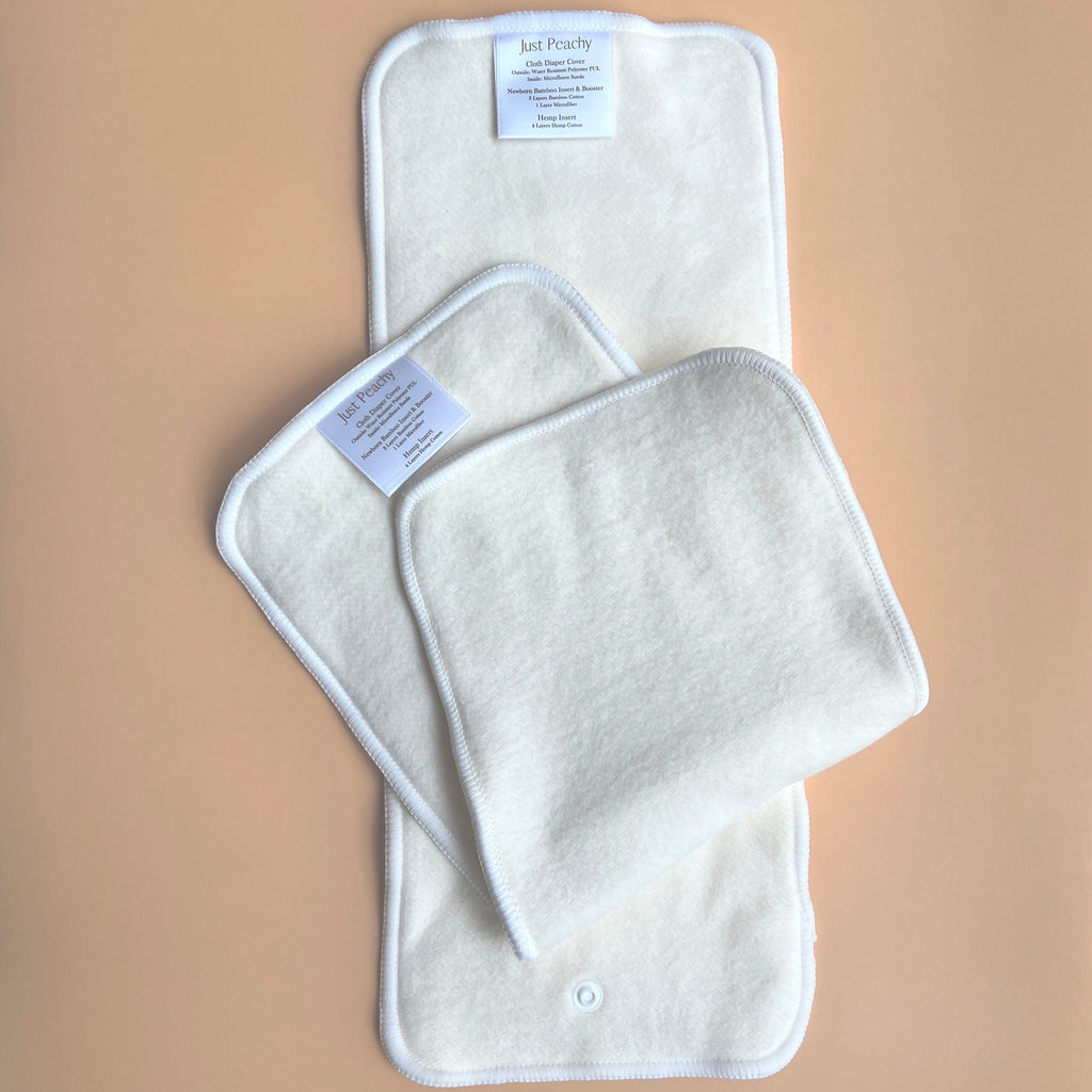 Hemp Cotton Full Size Baby Cloth Diaper Inserts 2-Pack | Cloth Diapers | Just Peachy